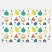 フルーツパターン，プラム，オレンジ，レモン，梨，リンゴ ラッピングペーパーシート (正面)