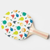 フルーツパターン，プラム，オレンジ，レモン，梨，リンゴ 卓球ラケット (横)