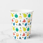 フルーツパターン，プラム，オレンジ，レモン，梨，リンゴ 紙コップ (裏面)