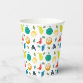 フルーツパターン，プラム，オレンジ，レモン，梨，リンゴ 紙コップ (右)