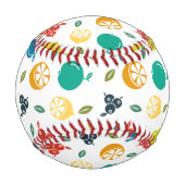 フルーツパターン，プラム，オレンジ，レモン，梨，リンゴ 野球ボール (正面)