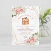 フルーツパンケーキピンク花模様ブライダルシャワーブランチ 招待状 (スタンド正面)