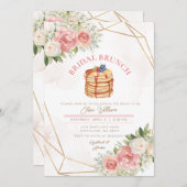 フルーツパンケーキピンク花模様ブライダルシャワーブランチ 招待状 (正面/裏面)