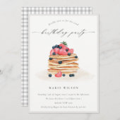 フルーツパンケーキ水の色任意の年齢誕生日招待状 サンキューカード (正面/裏面)