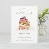 フルーツパンケーキ水の色任意の年齢誕生日招待状 サンキューカード (スタンド正面)