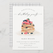 フルーツパンケーキ水の色任意の年齢誕生日招待状 サンキューカード (正面/裏面)