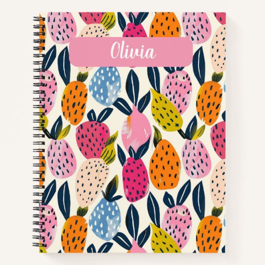 フルーツパーソナライズされた柄の食事プランナー ノートブック (正面)