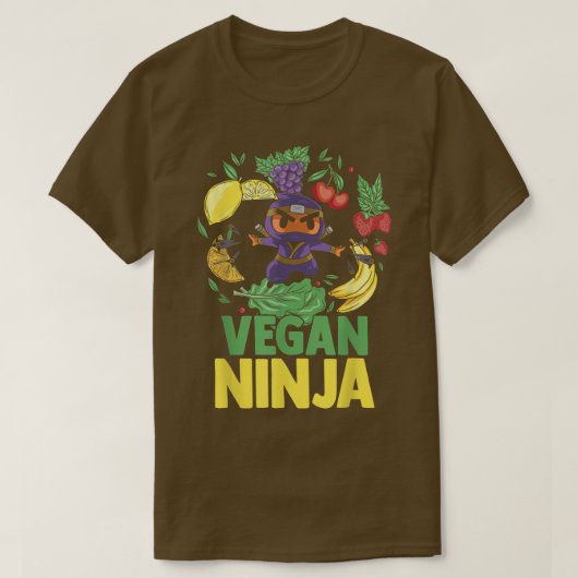 フルーツビーガン忍者野菜ベジタリアングルメ Tシャツ (デザイン正面)