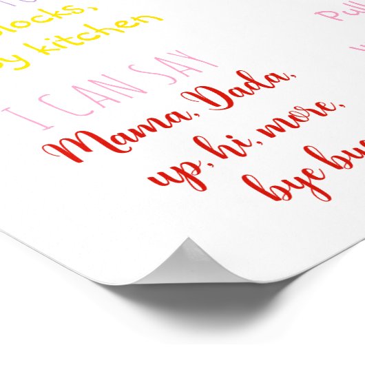 フルーツピンクガールサマーファースト誕生日マイルストーン ポスター (角)