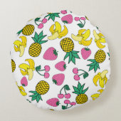 フルーツフェスタ：バナナ、パイナップル、イチゴ ラウンドクッション (裏面)