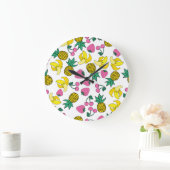 フルーツフェスタ：バナナ、パイナップル、イチゴ ラージ壁時計 (ホーム)