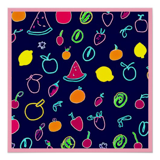 フルーツフカラフルァンタジアデザイン ポスター (正面)