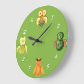 フルーツフクロウ類 ラージ壁時計 (傾斜)