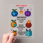 フルーツフュージョン誕生日パーティーへの招待 | カラフル アクリル招待状 (インサイチュ (ポータブル))