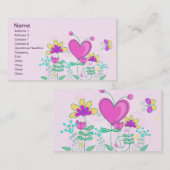 フルーツフラワークールキュートガーリーレトロフローラ 名刺 (正面/裏面)