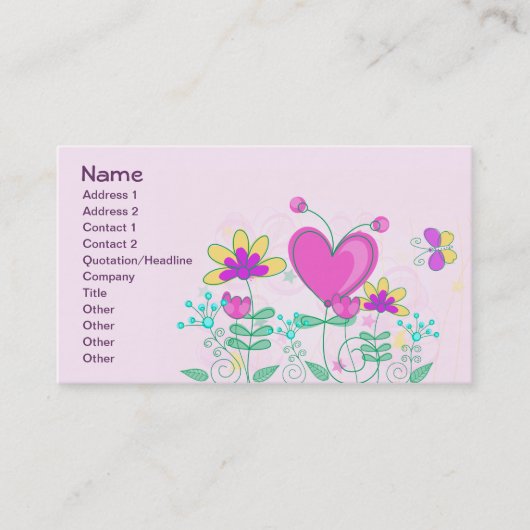 フルーツフラワークールキュートガーリーレトロフローラ 名刺 (正面)