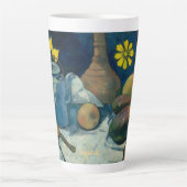 フルーツフラワーズスチルライフヴィンテージアートモノグラムの カフェラテマグ (正面)