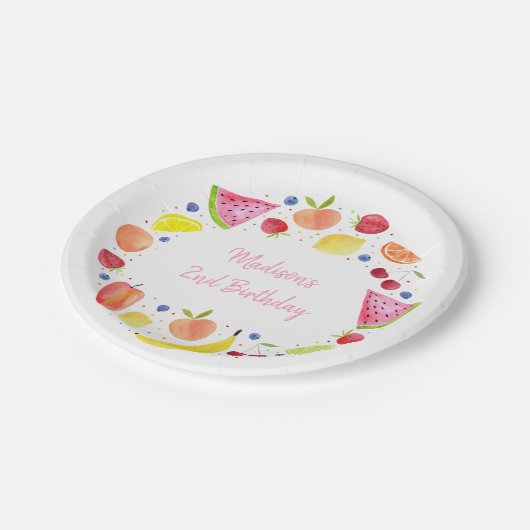 フルーツフルーツセカンド誕生日 ペーパープレート (アングル)