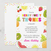 フルーツフルーツパーティー誕生日サンキューカード サンキューカード (正面/裏面)