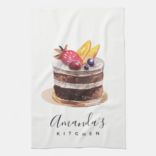 フルーツフローラケーキパティスリーカップケーキシェフベーカリー キッチンタオル (縦)