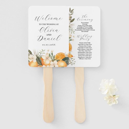 フルーツフローラ結婚オレンジのメニュープログラム ハンドファン (正面&裏面)