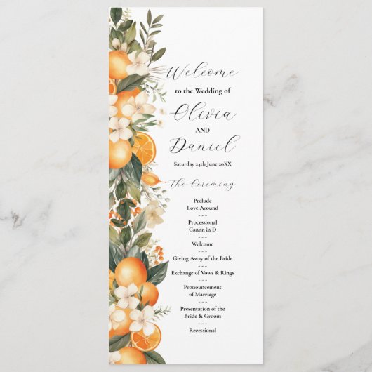 フルーツフローラ結婚オレンジのメニュー式詳細 プログラム (正面)