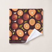 フルーツブラウンオレンジカラフル色 バスタオルセット (ウォッシュタオル)