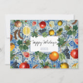 フルーツブルー地中海のモザイククリスマスカード (正面)