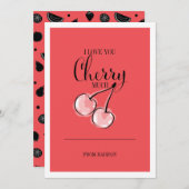 フルーツプおもしろいンさくらんぼバレンタインカード シーズンカード (正面/裏面)