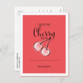 フルーツプおもしろいンさくらんぼバレンタインポストカード シーズンポストカード (正面/裏面)