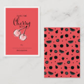 フルーツプおもしろいンさくらんぼ教室バレンタインカード ノートカード (正面/裏面)