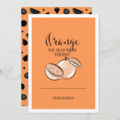 フルーツプおもしろいンオレンジバレンタインカード シーズンカード (正面/裏面)