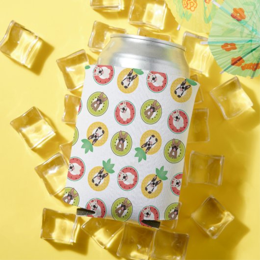 フルーツプフランスのールにブルドッグが浮き模様 スリム缶クーラー (インサイチュ 夏)