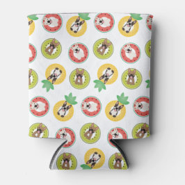 フルーツプフランスのールにブルドッグが浮き模様 スリム缶クーラー