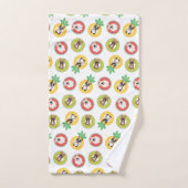 フルーツプフランスのールにブルドッグが浮き模様 バスタオルセット (ハンドタオル)