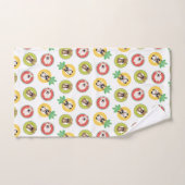 フルーツプフランスのールにブルドッグが浮き模様 バスタオルセット (ハンドタオル)