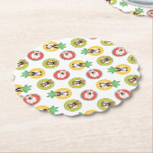 フルーツプフランスのールにブルドッグが浮き模様 ペーパーコースター (アングル)