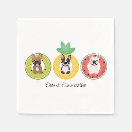 フルーツプフランスのールに浮かぶブルドッグ スタンダードカクテルナプキン