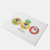 フルーツプフランスのールに浮かぶブルドッグ ドアマット (アングル)