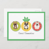 フルーツプフランスのールに浮かぶブルドッグ ポストカード (正面/裏面)