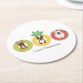 フルーツプフランスのールに浮かぶブルドッグ ラウンドペーパーコースター (アングル)