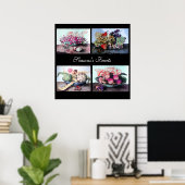 フルーツプレート/さくらんぼ,桃,ブドウ,アーティチョーク ポスター (ホームオフィス)