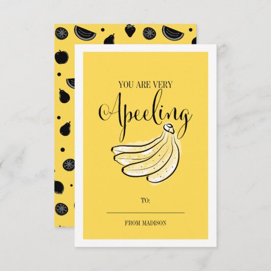 フルーツプンおもしろいバナナ教室バレンタインカード 招待状 (正面/裏面)