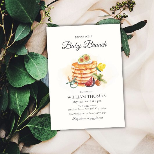 フルーツベビーブランチPancakeおしゃれな赤ちゃんシャワー 招待状