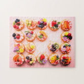 フルーツベーグルとドーナツ食品カラフル ジグソーパズル (横)