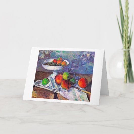 フルーツボウル、ガラスとリンゴ、セザンヌ カード (正面)