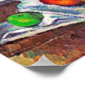 フルーツボウル，ガラスとリンゴ，セザンヌ ポスター (角)