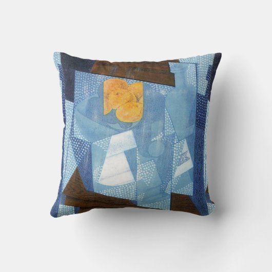 フルーツボウルbyフアン・グリス、ヴィンテージキュービズムはまだ生活 クッション (裏面)