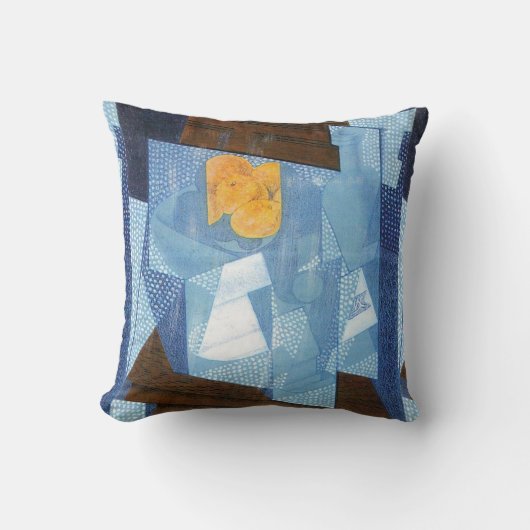 フルーツボウルbyフアン・グリス、ヴィンテージキュービズムはまだ生活 クッション (正面)