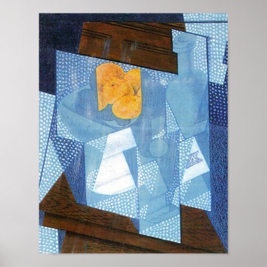 フルーツボウルbyフアン・グリス、ヴィンテージキュービズムはまだ生活 ポスター (正面)